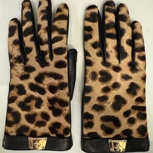 Henri Bendel Animal Print Leather Gloves